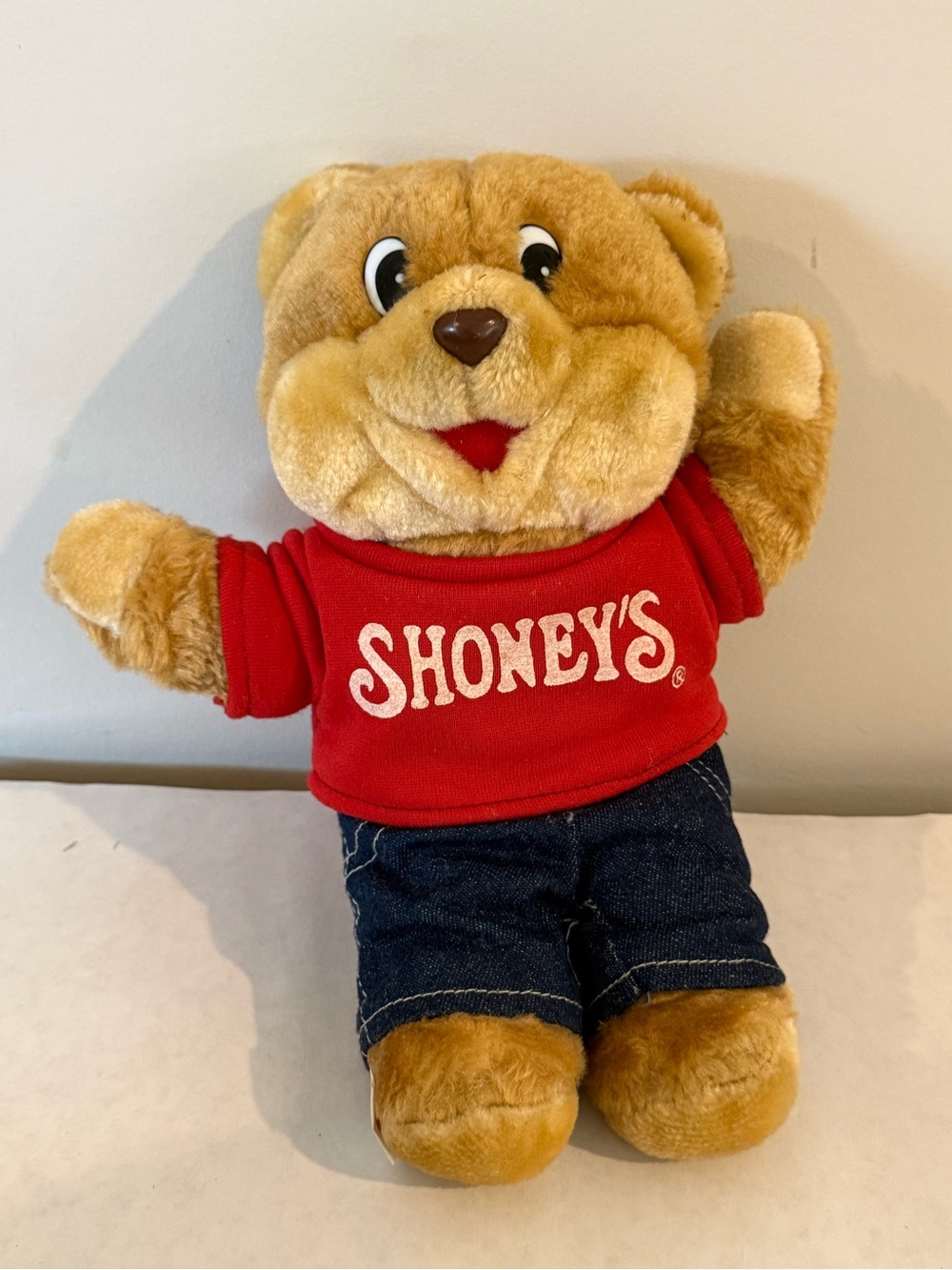 Vintage 1986 Shoney’s Restaurant Mascot Shoney Bear 11" Plush Stuffed Animal Toy